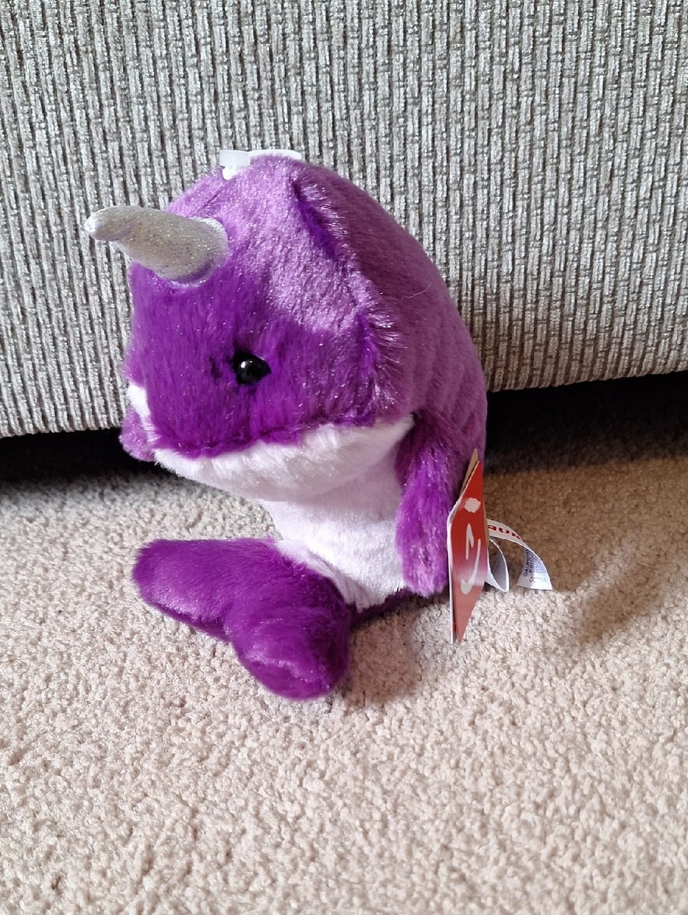 Purple Narwhal Plush Toy with Silver Horn By AURORA